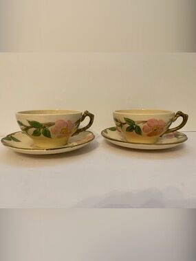 2 Vintage Franciscan Desert Rose Teacups and Saucers  made in England and USA